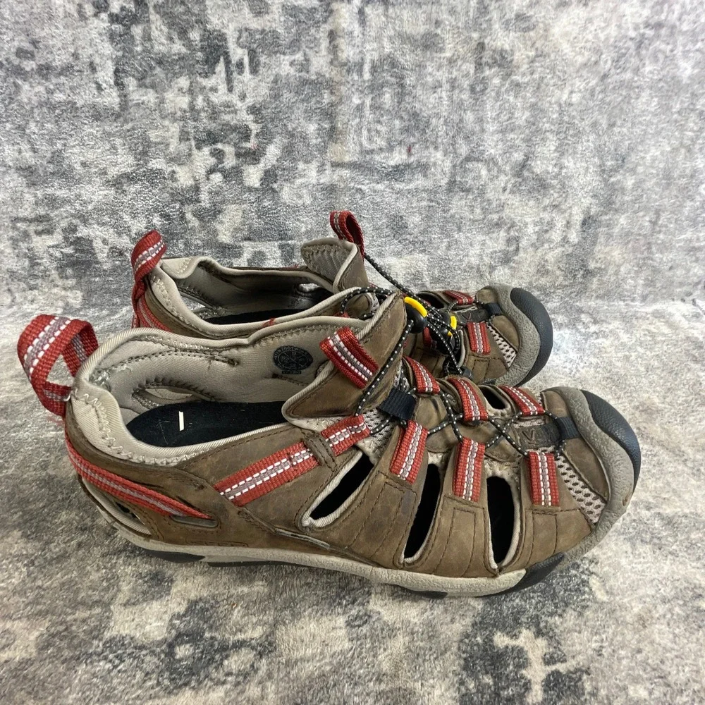 Keen Mens Size 9 Sandals Burnt Orange Tan Leather Mesh Hiking Outdoors